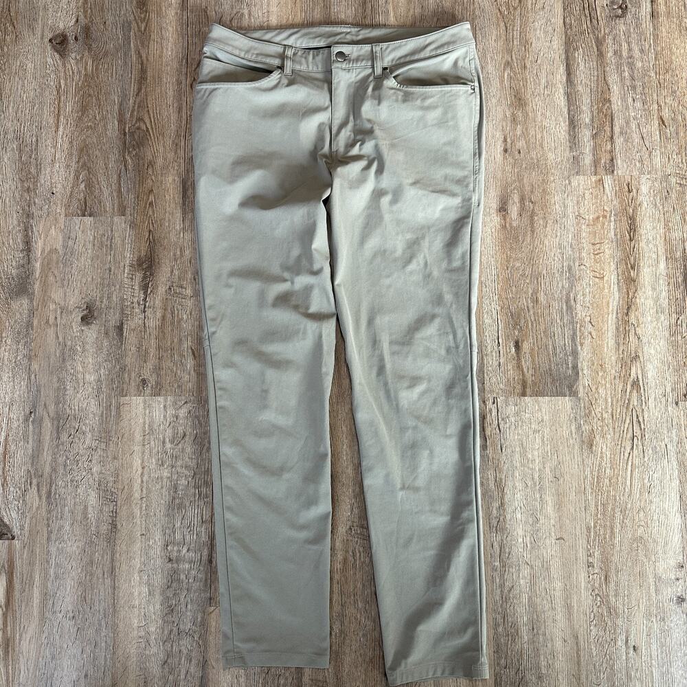 Lululemon Mens Size 33 ABC Pant Slim 34" Pants Khaki Grey Beige Business